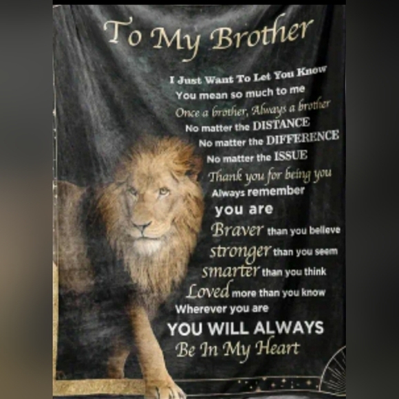 1315- Throw Blanket Inspirational Words To My Brother NWT - Picture 1 of 4
